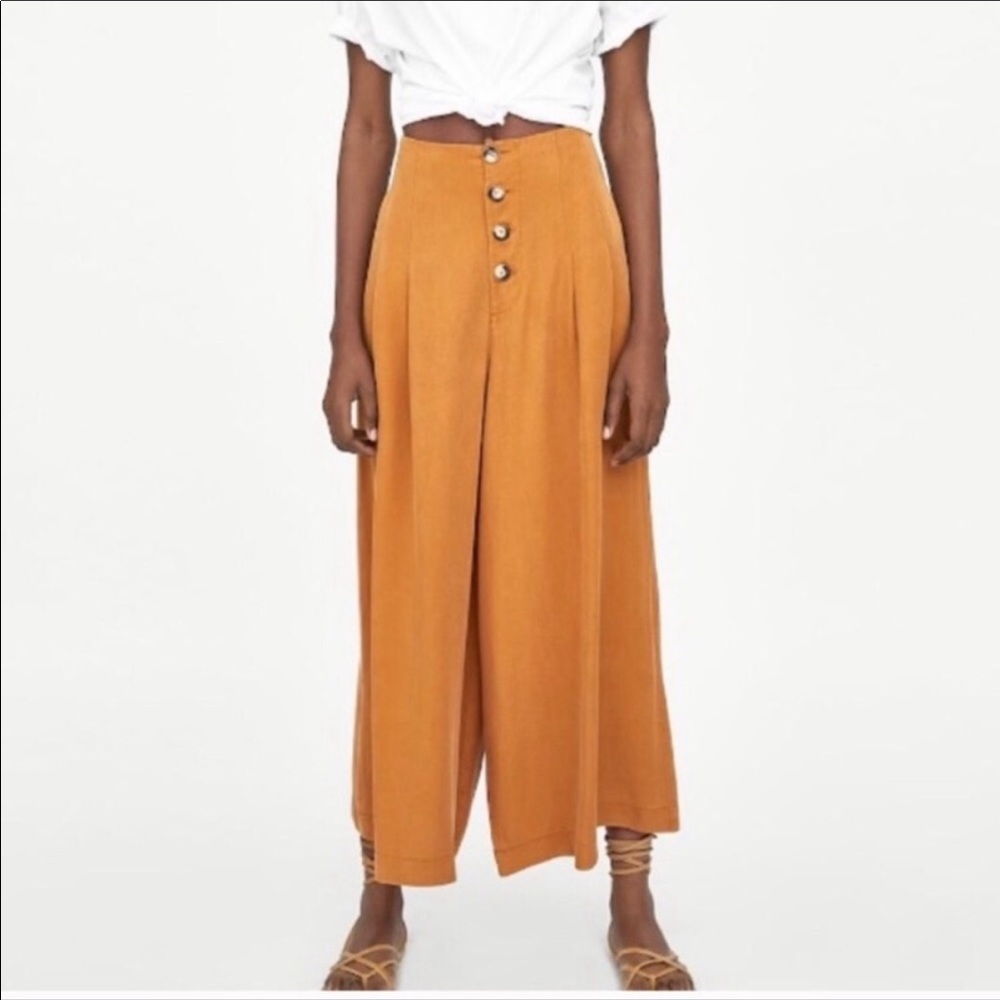 Zara TRF button up wide leg pants